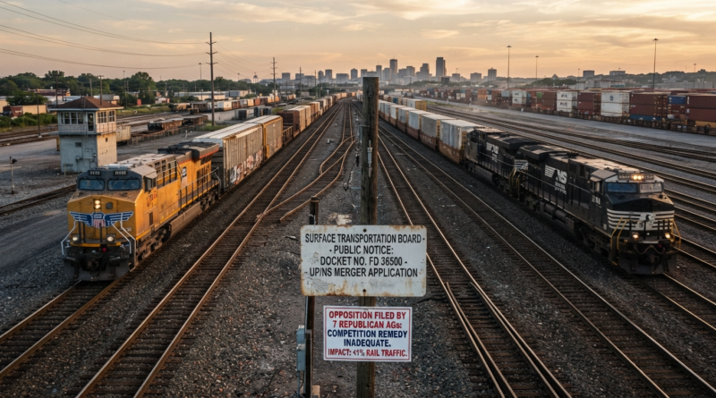 Seven Republican attorneys general say the UP-NS merger's competition remedy covers less than 1% of rail traffic — here's the latest on America's biggest rail deal.
